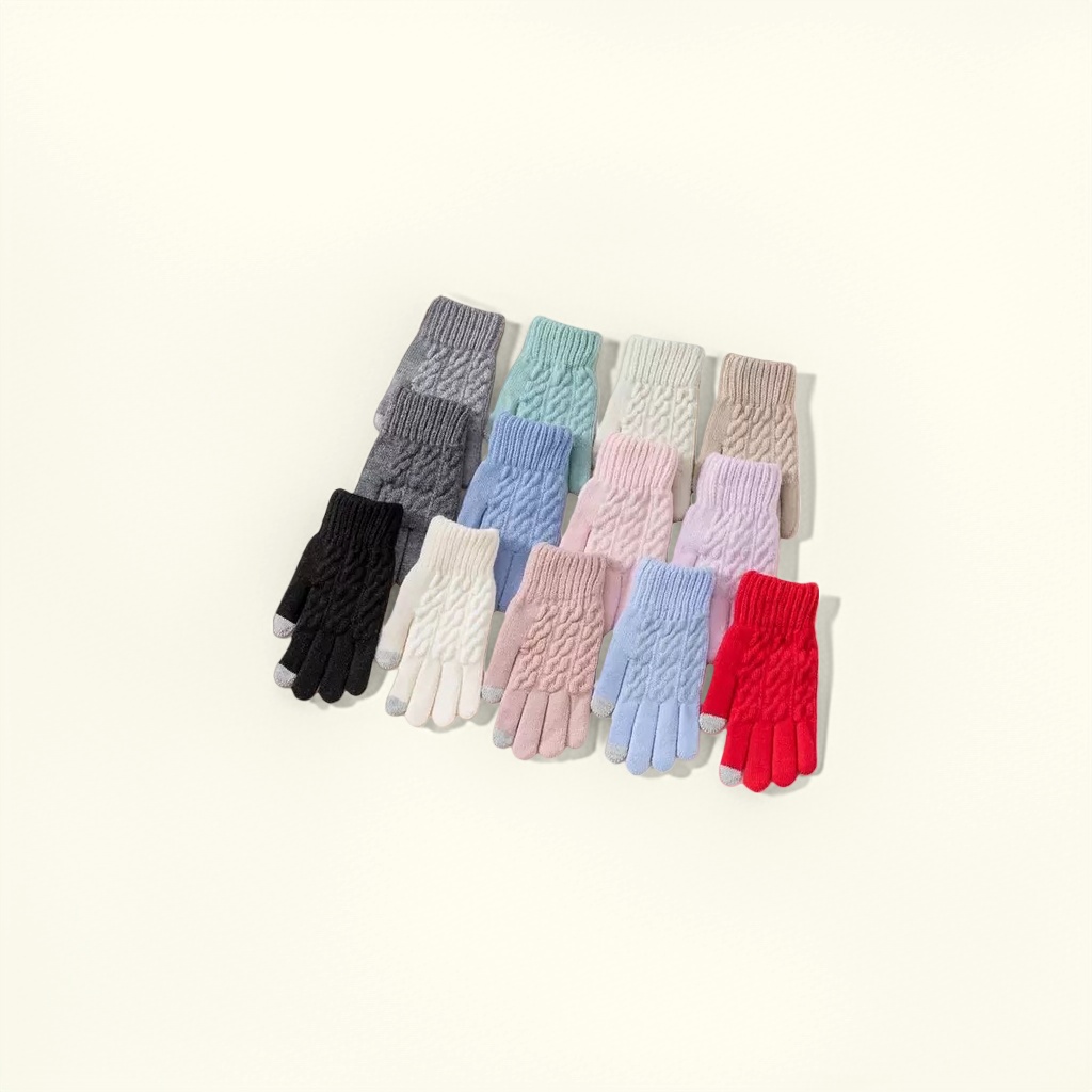 Knitted gloves, warm and anti-slip, children's warm, thick cotton fleece gloves for autumn and winter