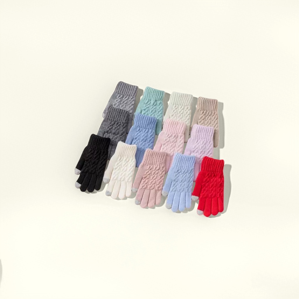 Knitted gloves, warm and anti-slip, children's warm, thick cotton fleece gloves for autumn and winter details Picture