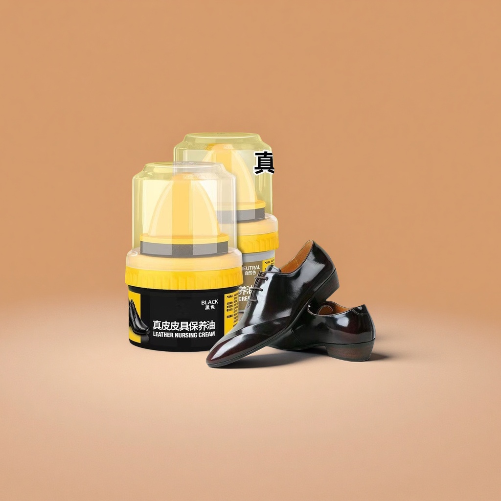 صيانة الجلد من الجلد الطبيعي وحذاء جلدي أسود في زجاجات العناية الجلدية الزيتية Specification image