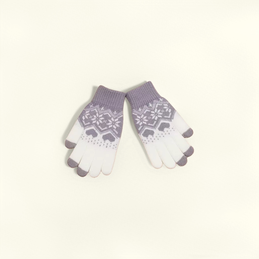 Knitted gloves, warm and anti-slip, thickened cotton fleece gloves for children in autumn and winter