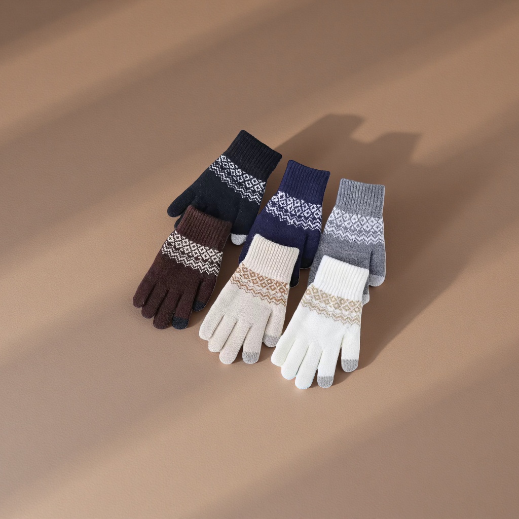 Knitted gloves, warm and anti-slip children's gloves, thickened cotton fleece gloves for autumn and winter, knitted winter thread gloves details Picture