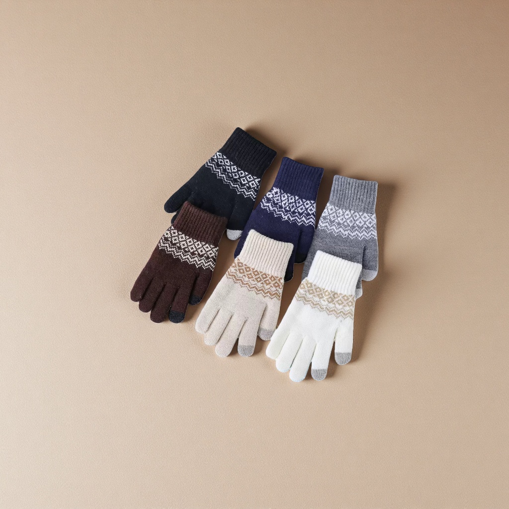 Knitted gloves, warm and anti-slip children's gloves, thickened cotton fleece gloves for autumn and winter, knitted winter thread gloves