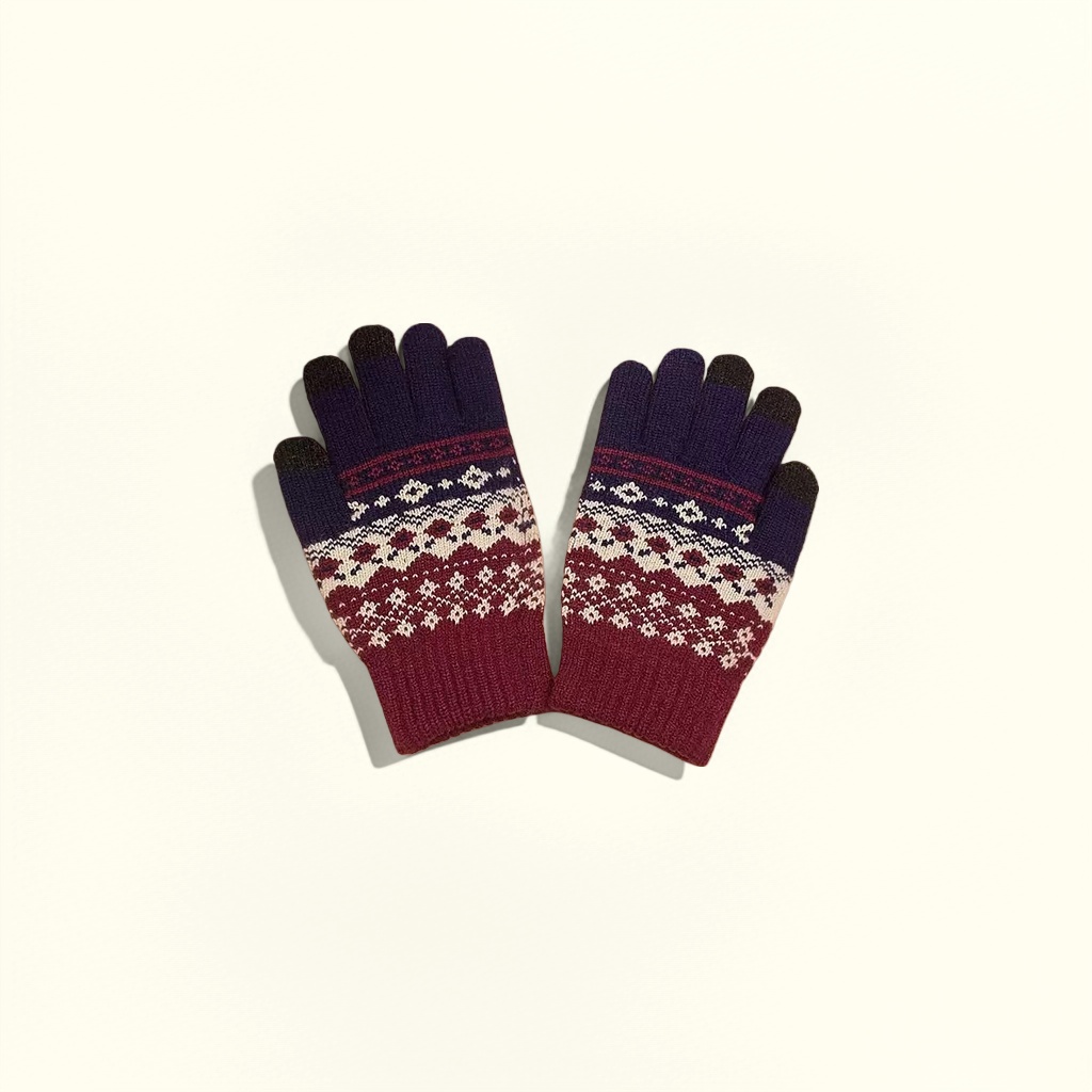 Knitted gloves for women, warm, anti-slip and touch screen autumn and winter styles