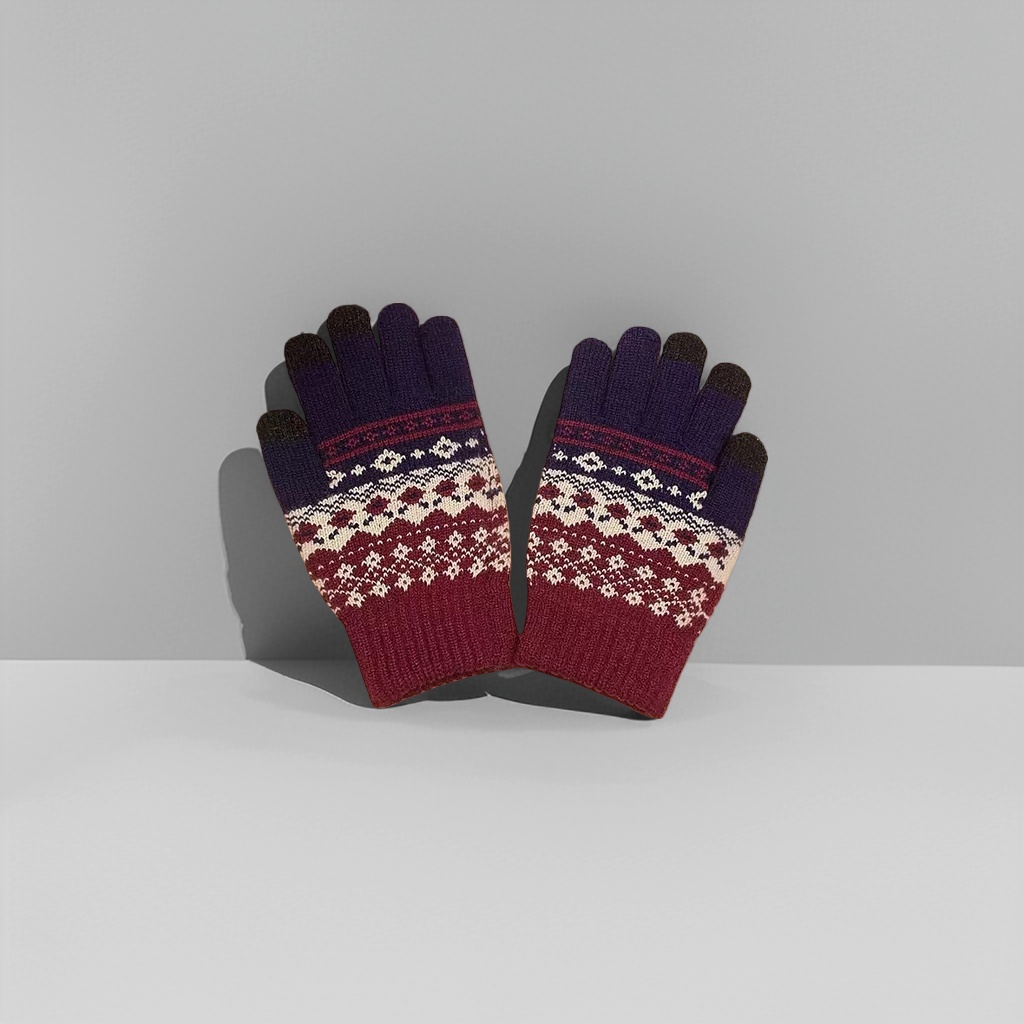 Knitted gloves for women, warm, anti-slip and touch screen autumn and winter styles Specification image