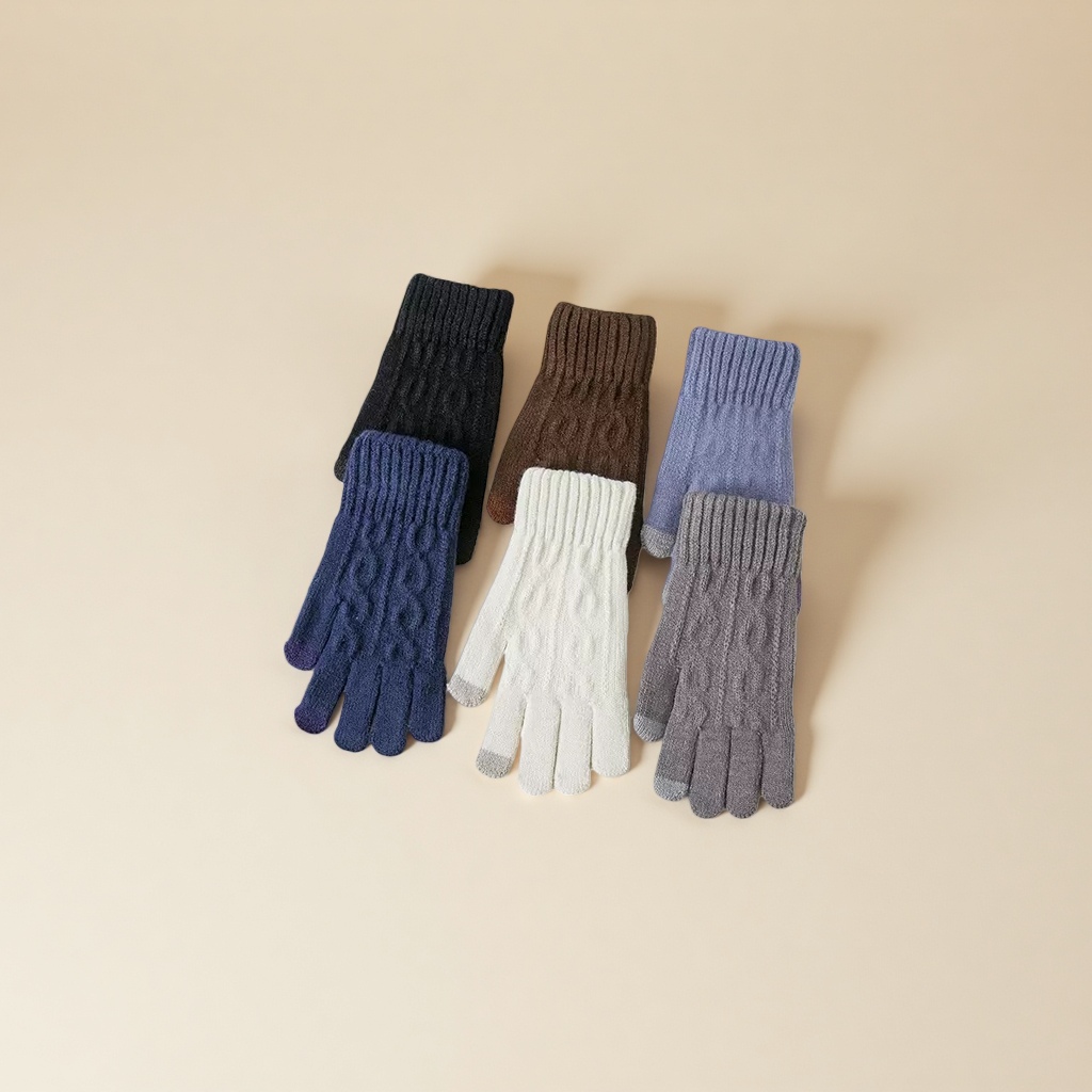 Knitted gloves, children's gloves, warm, anti-slip, touch screen, autumn and winter style, knitted winter Specification image