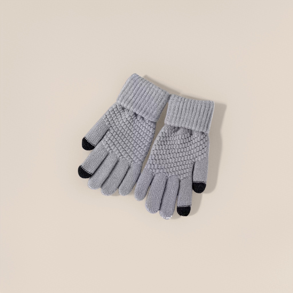 Grey knitted gloves are warm and anti-slip thin hand care products for women in autumn and winter Application Scenario