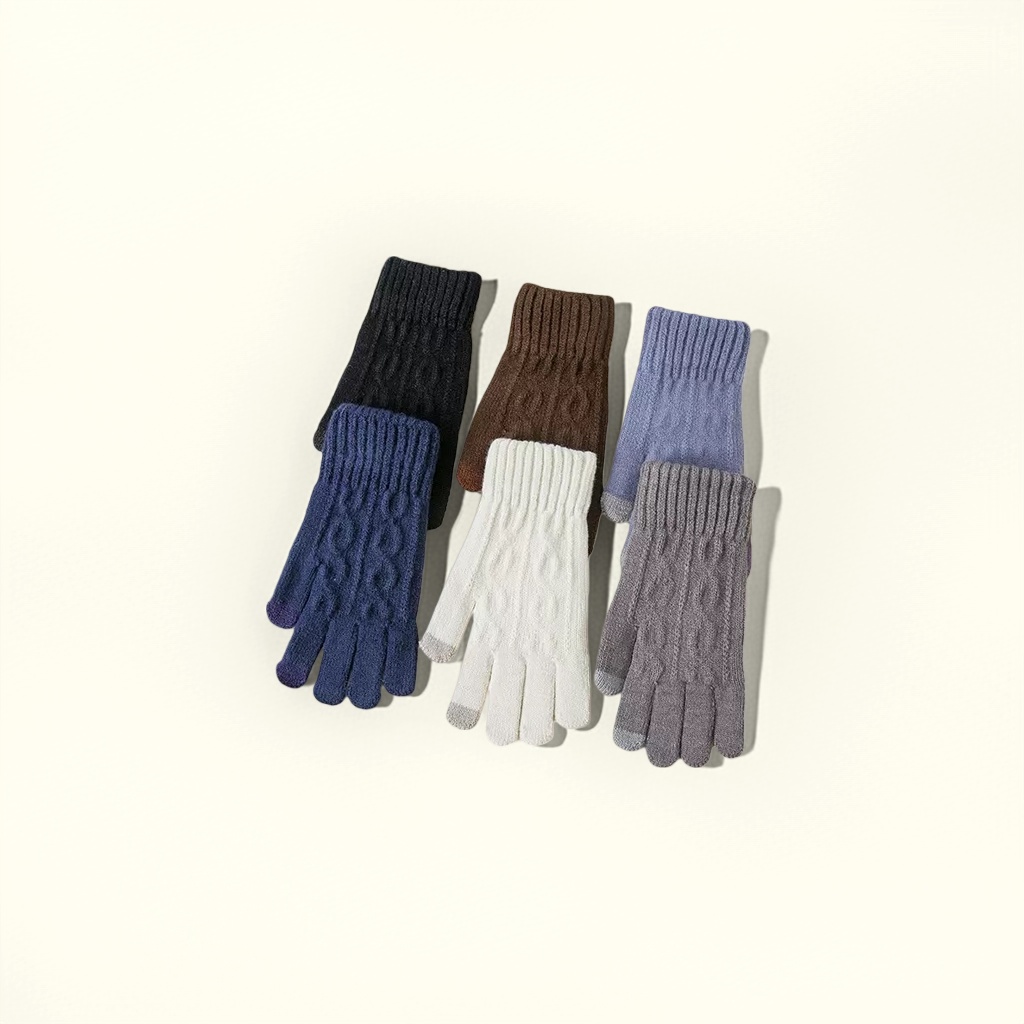 Knitted gloves, children's gloves, warm, anti-slip, touch screen, autumn and winter style, knitted winter details Picture