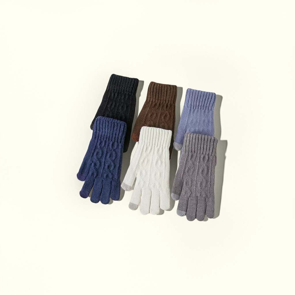 Knitted gloves, children's gloves, warm, anti-slip, touch screen, autumn and winter style, knitted winter
