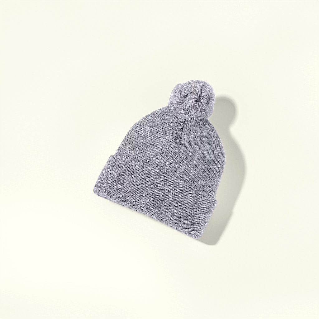 Grey woolen hat, warm knitted, suitable for both men and women in autumn and winter details Picture
