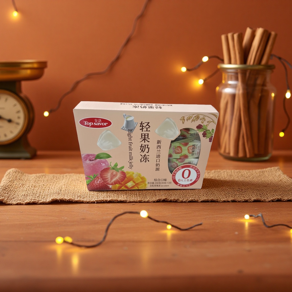 Light fruit milk jelly product packaging box, food-grade gift box specially designed for dessert baking Application Scenario