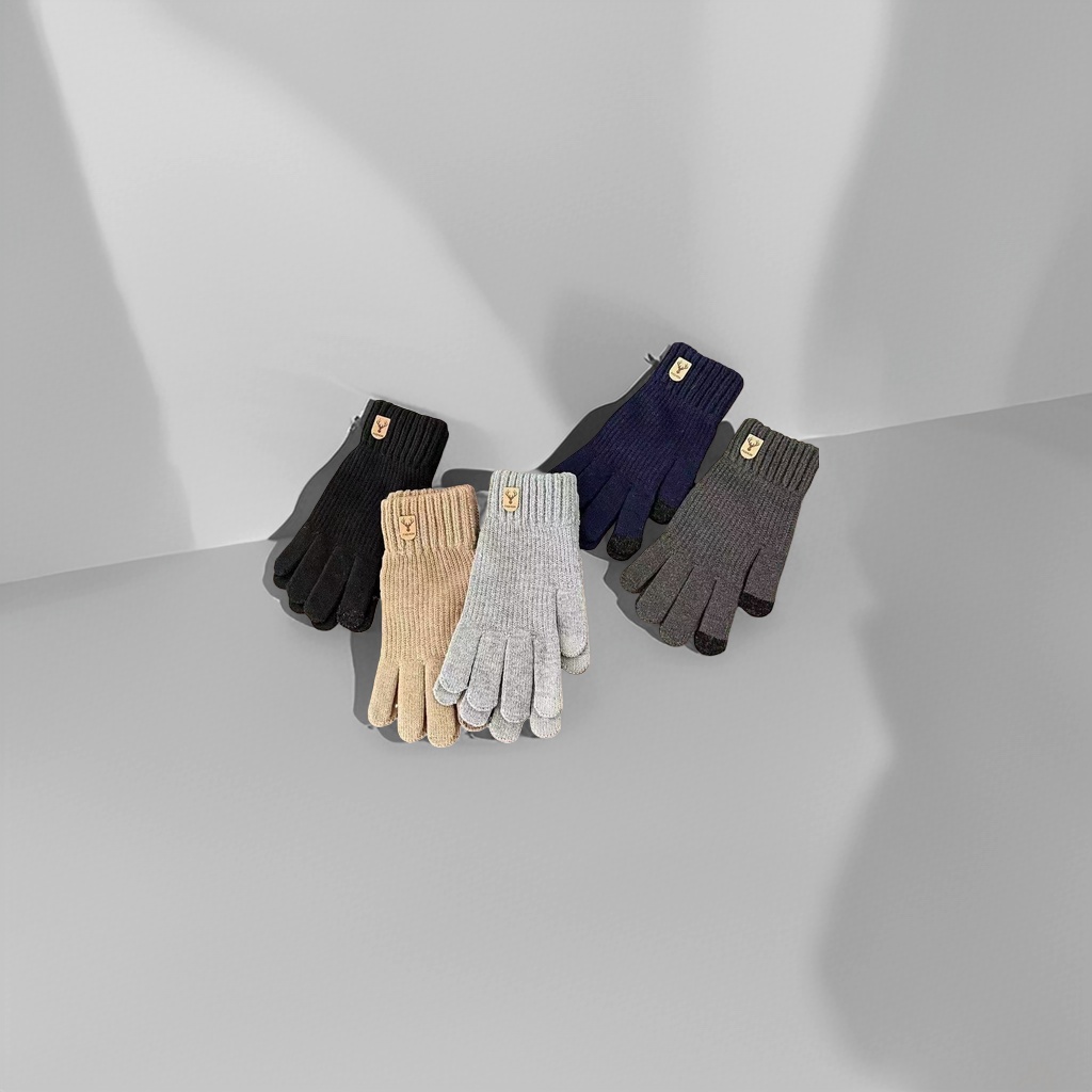 Knitted gloves, warm and anti-slip, thick cotton fleece gloves for women in autumn and winter Specification image