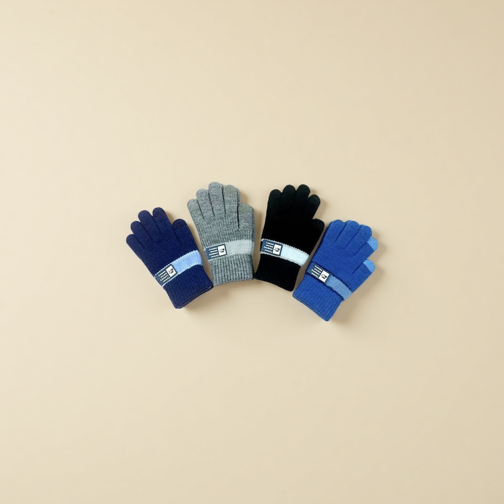 Knitted gloves, warm and anti-slip children's gloves, thickened cotton fleece gloves for autumn and winter details Picture