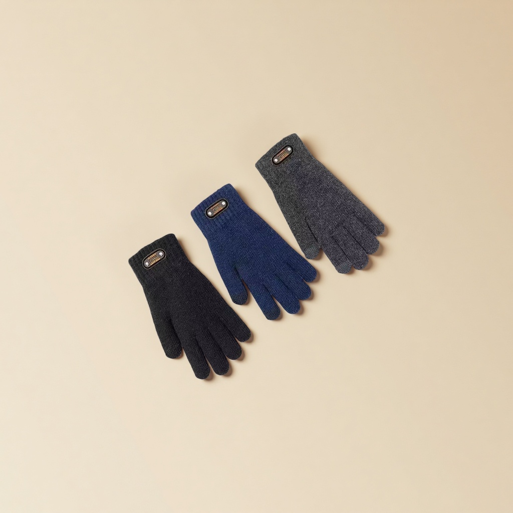 Simple design warm gloves for both men and women, anti-slip touch screen knitted winter style Specification image