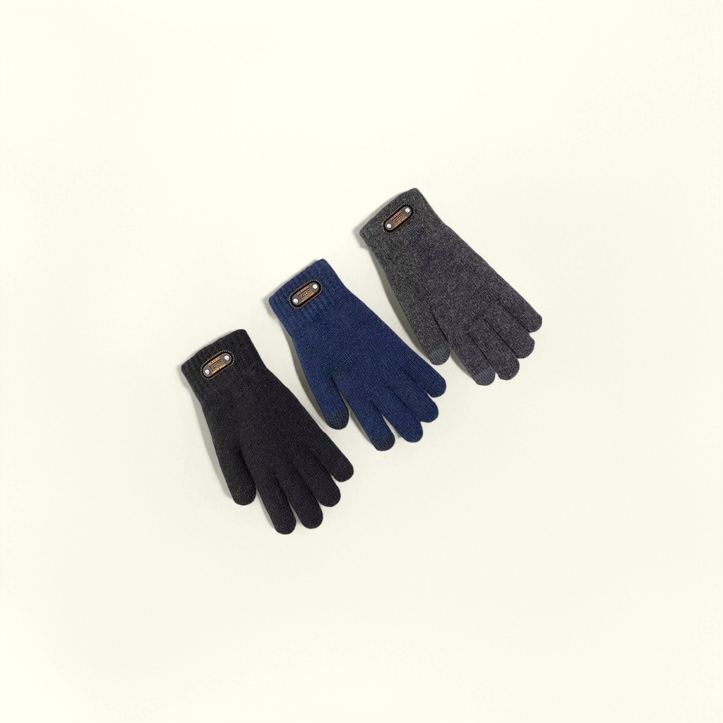 Simple design warm gloves for both men and women, anti-slip touch screen knitted winter style