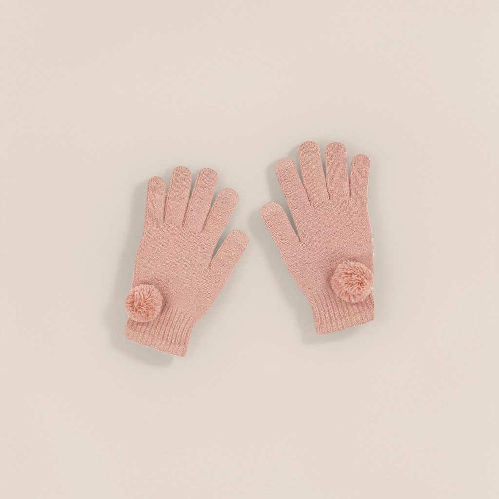 Pink woolen gloves, warm and anti-slip, knitted gloves for women in autumn and winter details Picture