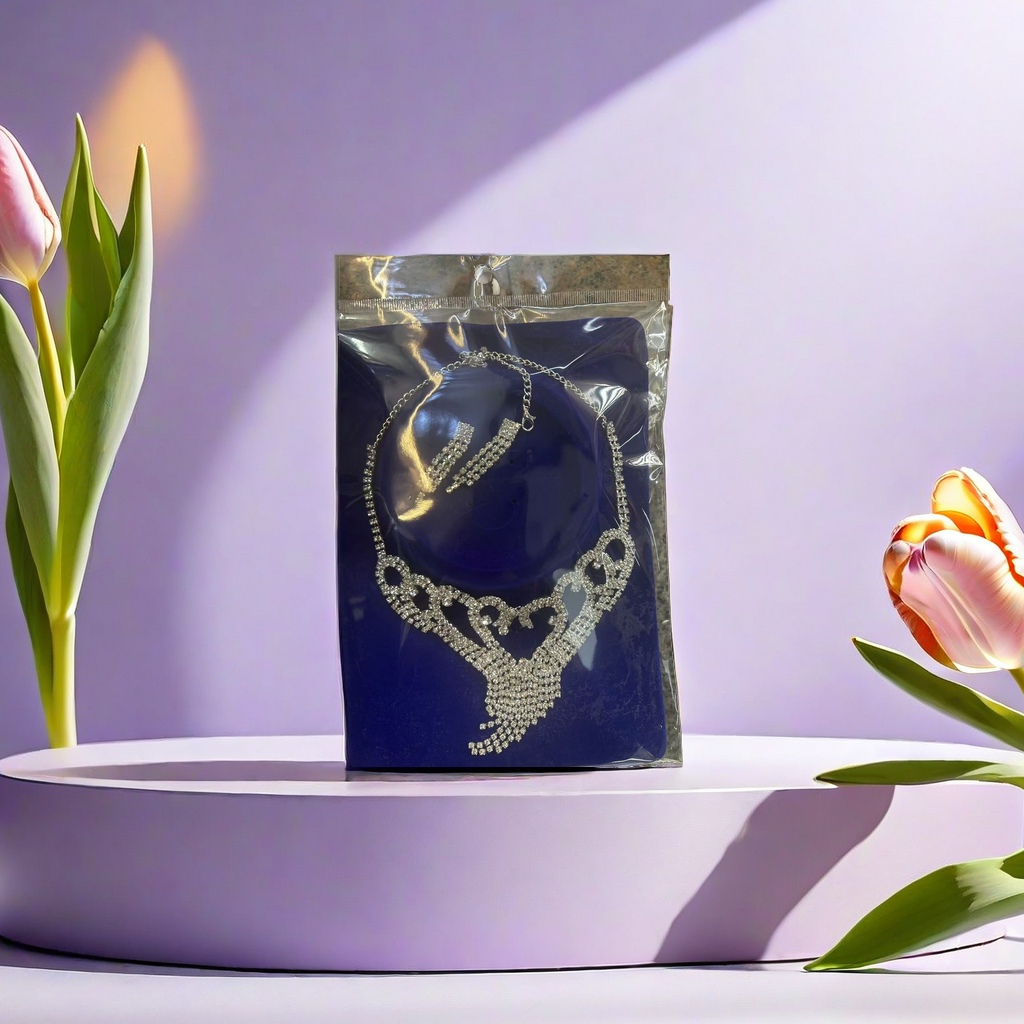 Jewelry necklace and earring set, fashionable and versatile ladies' gift box Specification image