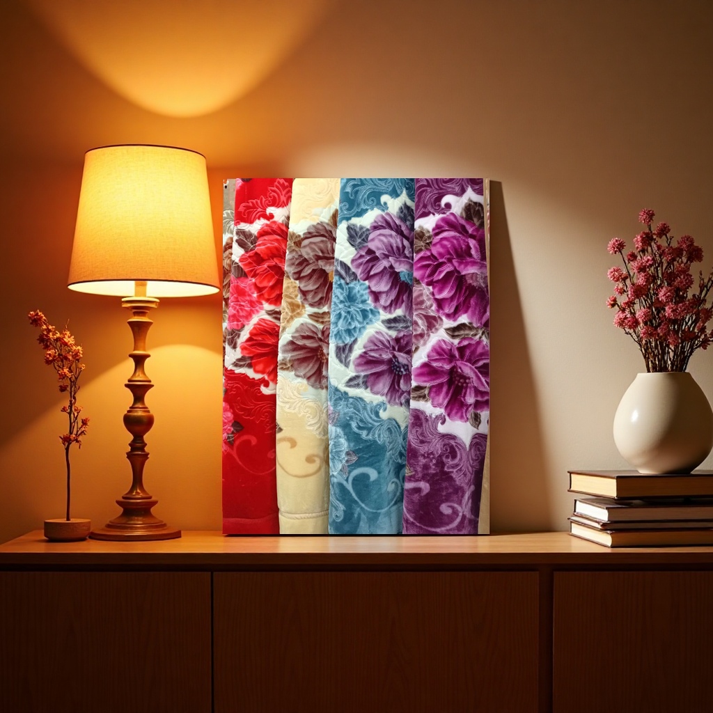 Thickened floral pattern blanket for warmth, suitable for both living rooms and bedrooms. 111607767 Application Scenario