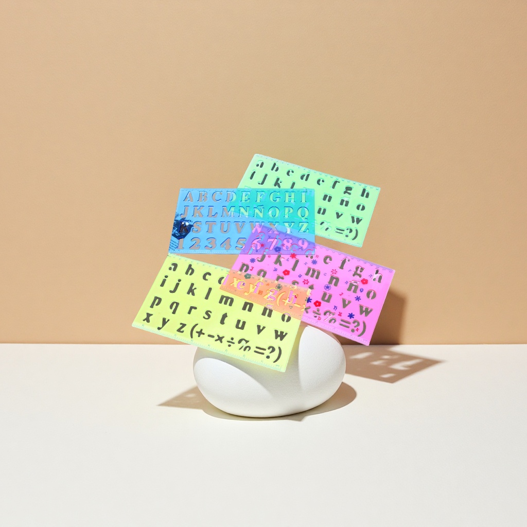 彩色字母数字模板尺 量角绘图多功能学生文具