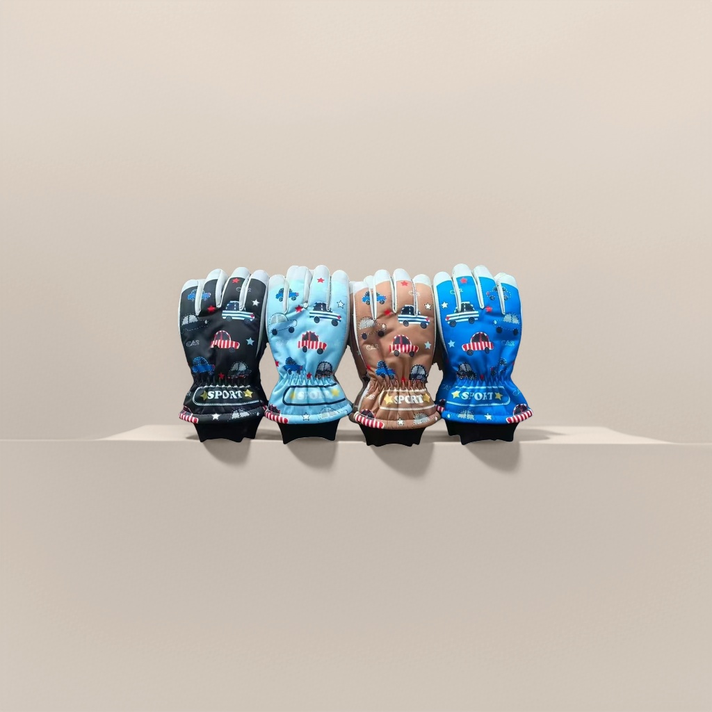 Cartoon car pattern warm gloves for both men and women, autumn and winter cold-proof cycling gloves Specification image
