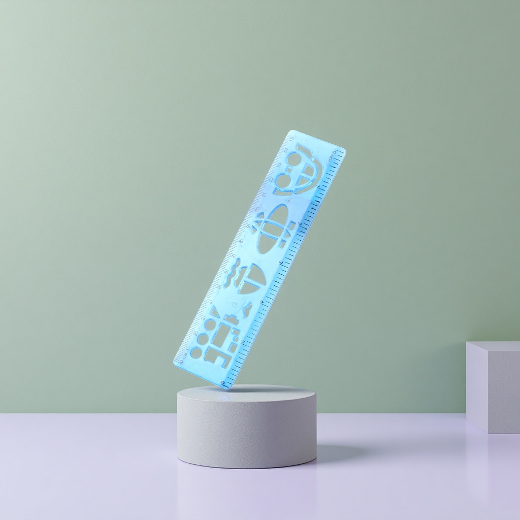 蓝色透明尺子 30cm 学生用直尺 测量绘图工具