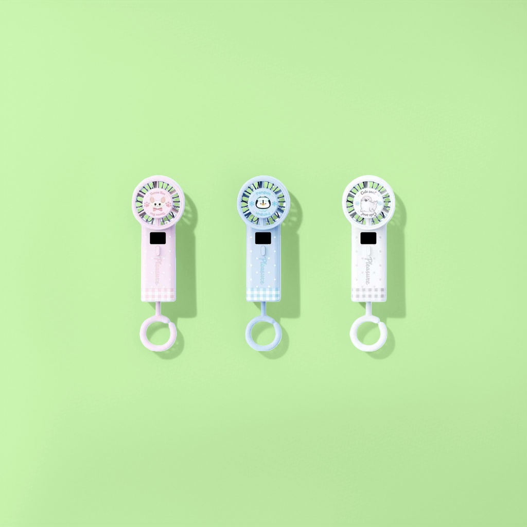 Cute cartoon design handheld fan, small and portable USB charging mini fan