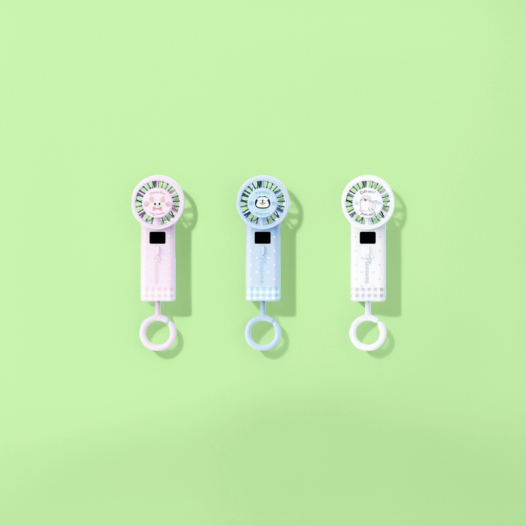 Cute cartoon design handheld fan, small and portable USB charging mini fan details Picture