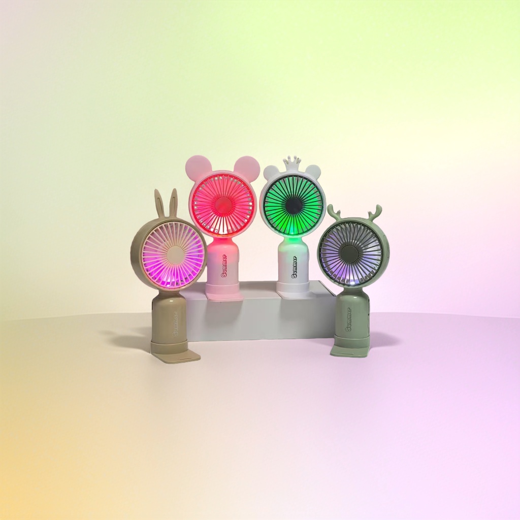 Colorful light mini fan body portable silent USB charging small fan Specification image