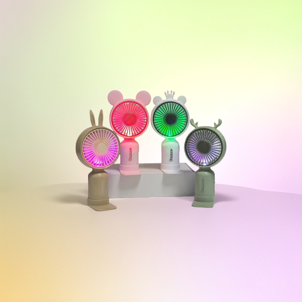 Colorful light mini fan body portable silent USB charging small fan details Picture