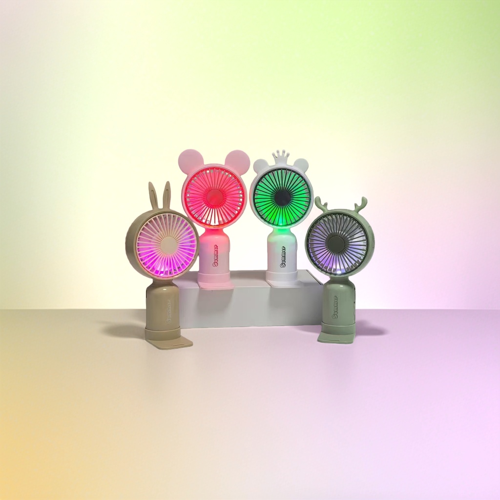 Colorful light mini fan body portable silent USB charging small fan