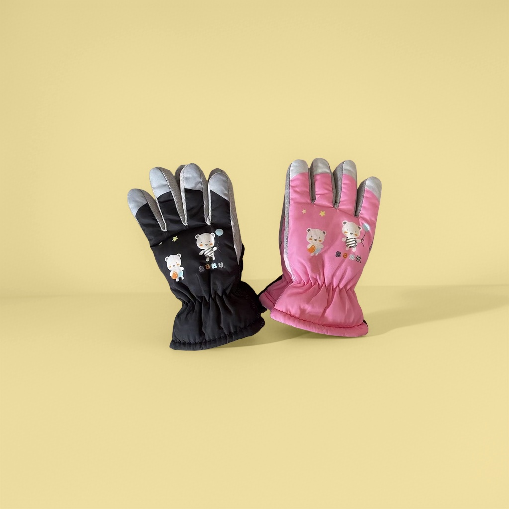 Cartoon-patterned warm gloves for both men and women, thickened anti-slip cotton fleece gloves