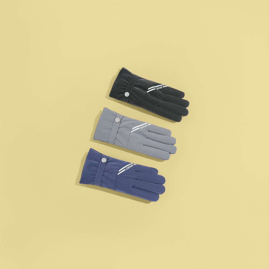 New autumn and winter collection: black, grey and blue three-color knitted warm gloves