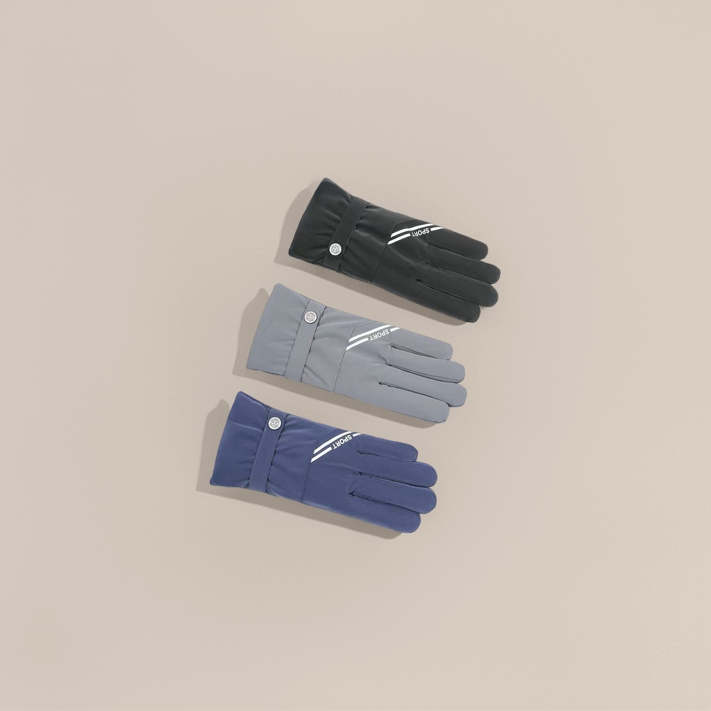 New autumn and winter collection: black, grey and blue three-color knitted warm gloves details Picture