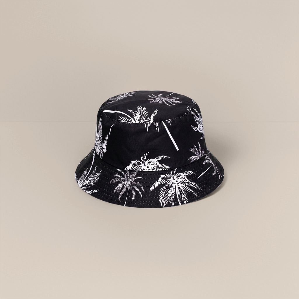 Sombrero de pescador con patrón de palmera negro protector solar transpirable plegable visera de verano Application Scenario