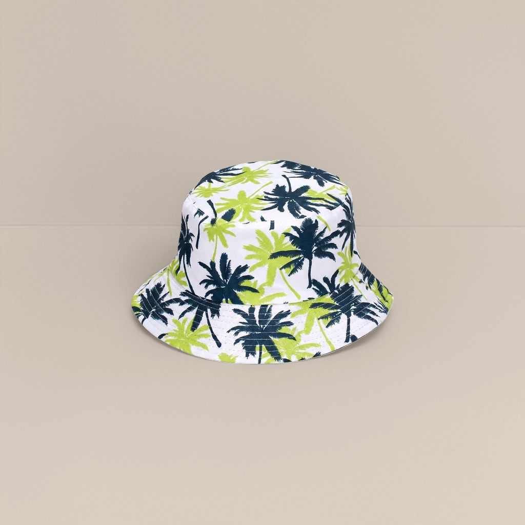Tropical palm pattern sombrero de pescador protector solar sombreado plegable verano hombre mujer universal Specification image
