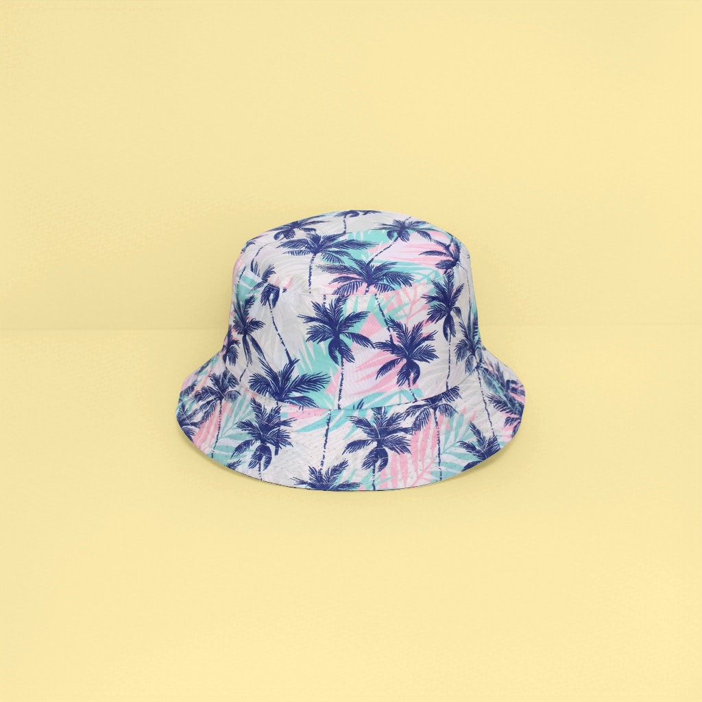Tropical palm pattern sombrero de pescador protector solar sombreado plegable verano hombre mujer universal details Picture