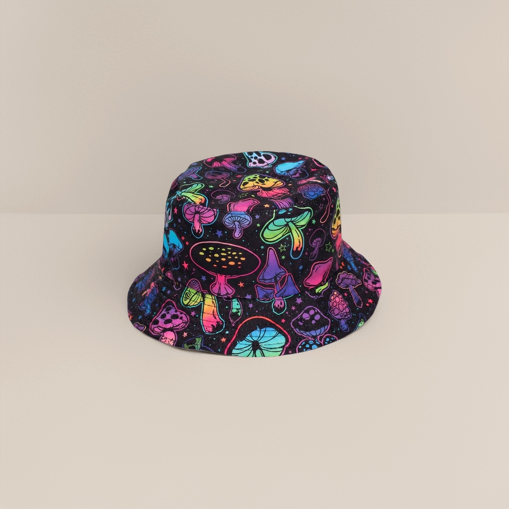 Colorful mushroom-patterned fisherman's hat Korean-style versatile sunshade cap Application Scenario