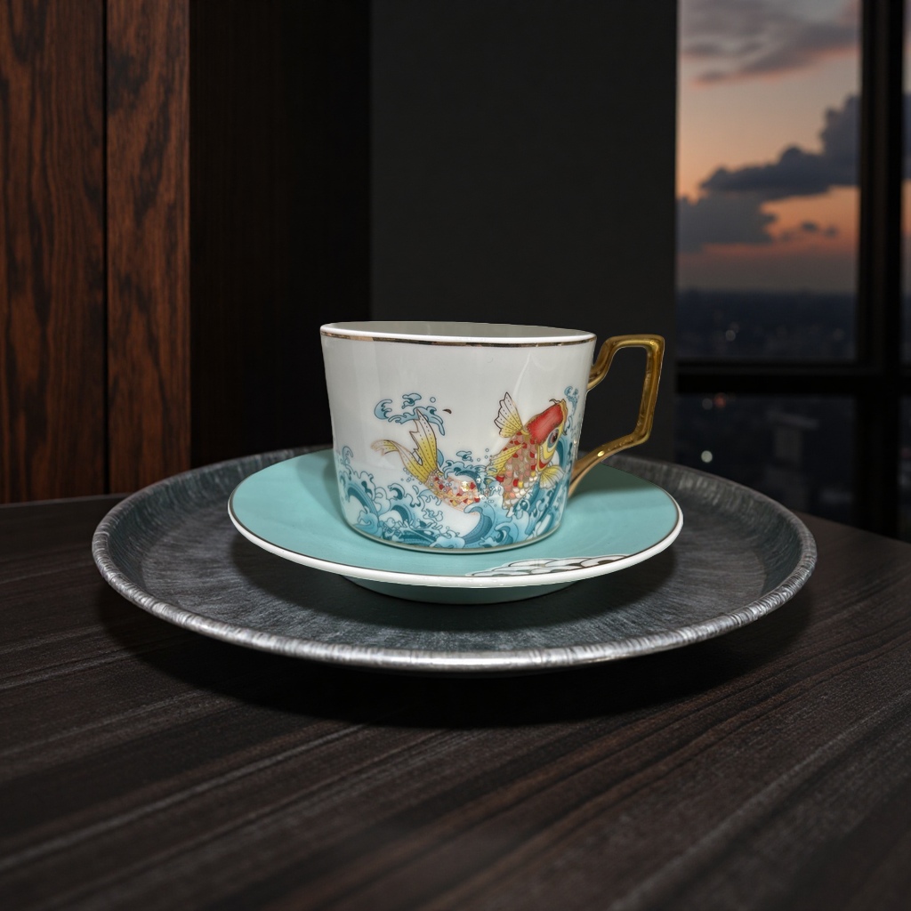 陶瓷茶杯家用简约茶具套装带盖保温茶杯