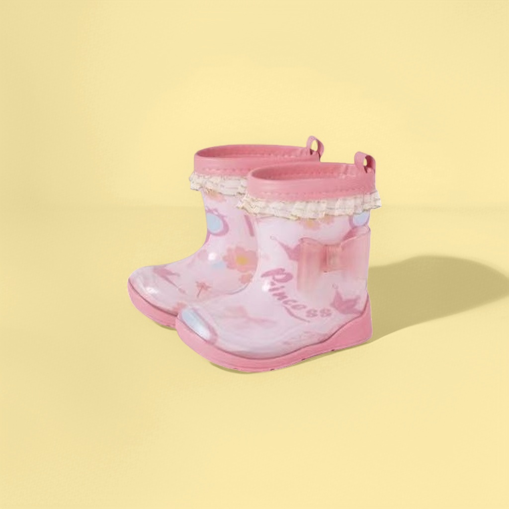 Pink rain boots for women, thickened anti-slip rain boots, 180g PVC material, light and comfortable details Picture