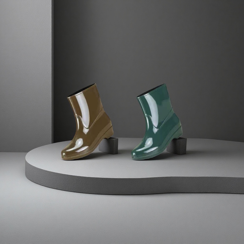 Brown and green two-color rain boots available, waterproof and anti-slip, spring and autumn outdoor rain boots for women Specification image