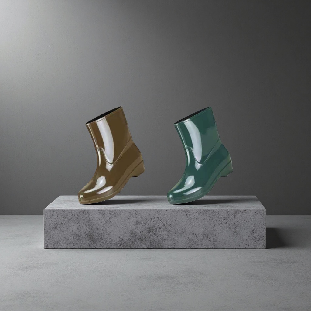 Brown and green two-color rain boots available, waterproof and anti-slip, spring and autumn outdoor rain boots for women Application Scenario