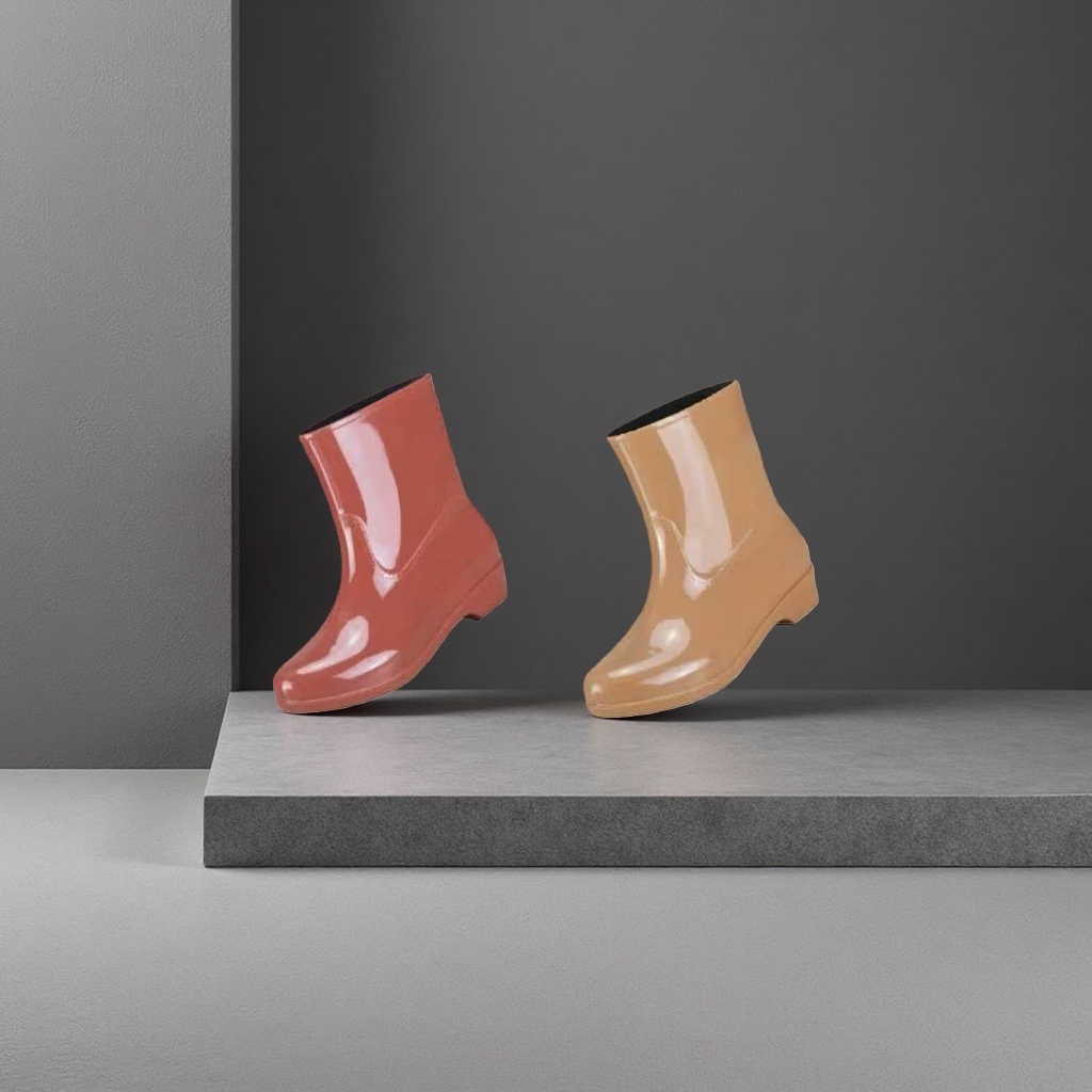 Red khaki rain boots, waterproof and anti-slip, long rain boots for women, spring and autumn new style Specification image