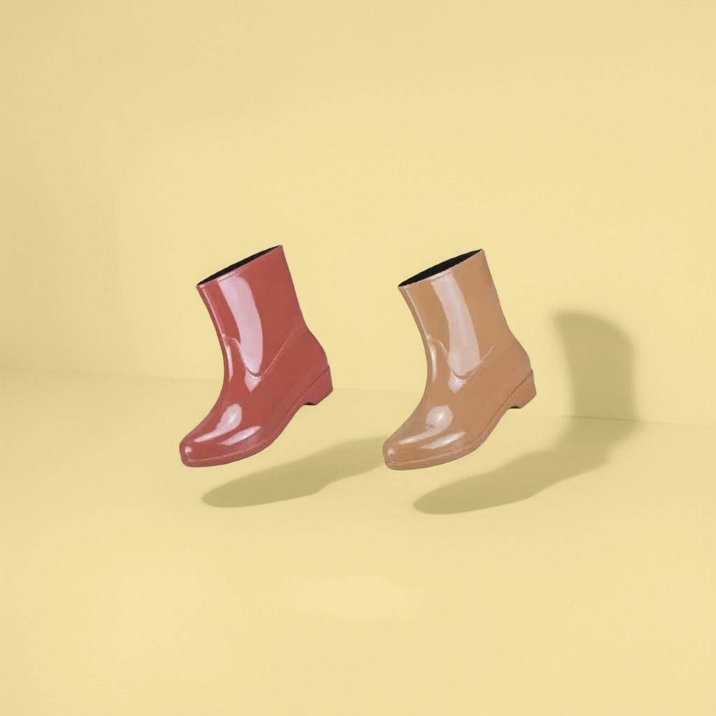 Red khaki rain boots, waterproof and anti-slip, long rain boots for women, spring and autumn new style details Picture