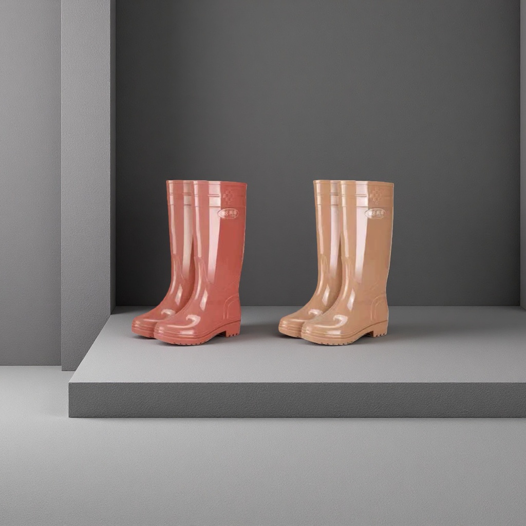 Women's rain boots, anti-slip thickened high-top rain boots, black waterproof and wear-resistant, specially designed for outdoor rainy days Specification image