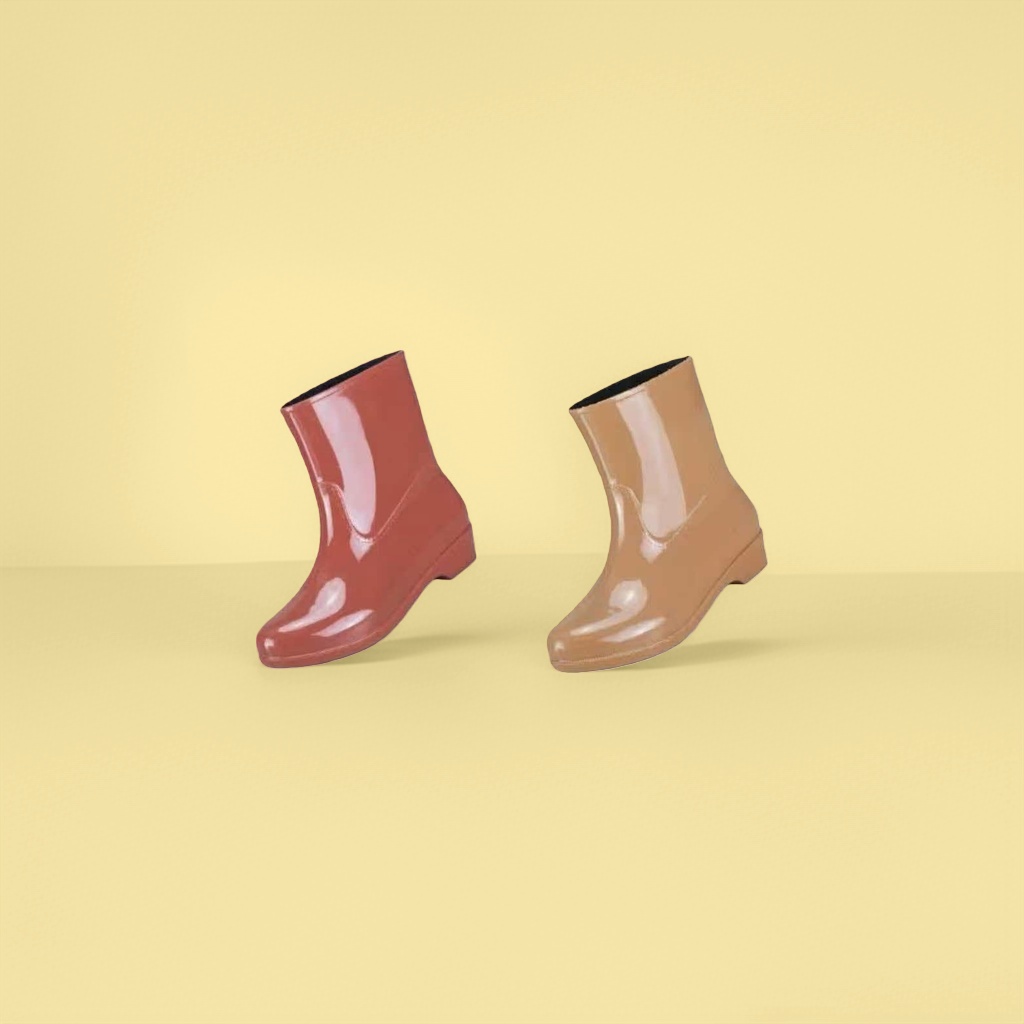 Red khaki rain boots, waterproof and anti-slip, long rain boots for women, spring and autumn new style