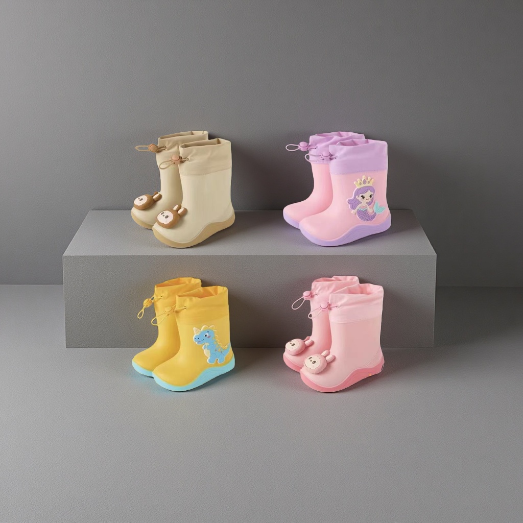 Cartoon pattern children's rain boots are waterproof, anti-slip, comfortable and breathable for spring and autumn Specification image