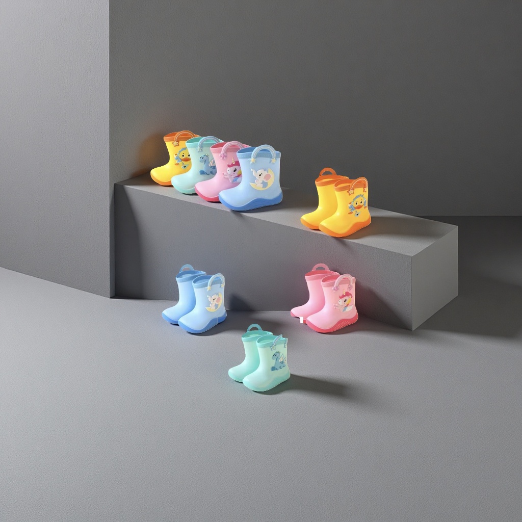 Cartoon pattern children's rain boots made of PVC material are lightweight and wear-resistant, specially designed for outdoor rainy days in kindergartens Specification image