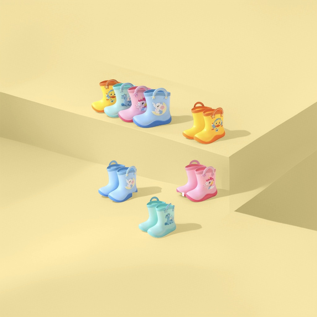 Cartoon pattern children's rain boots made of PVC material are lightweight and wear-resistant, specially designed for outdoor rainy days in kindergartens details Picture