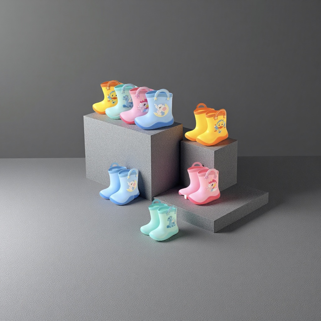 Cartoon pattern children's rain boots made of PVC material are lightweight and wear-resistant, specially designed for outdoor rainy days in kindergartens Application Scenario