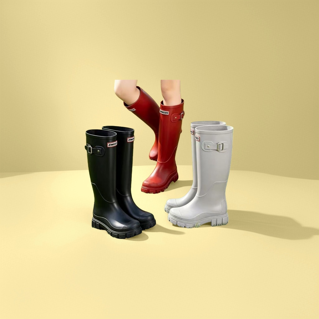Women's anti-slip thickened high-top rain boots, spring and autumn outdoor waterproof rubber boots, size 35-40
