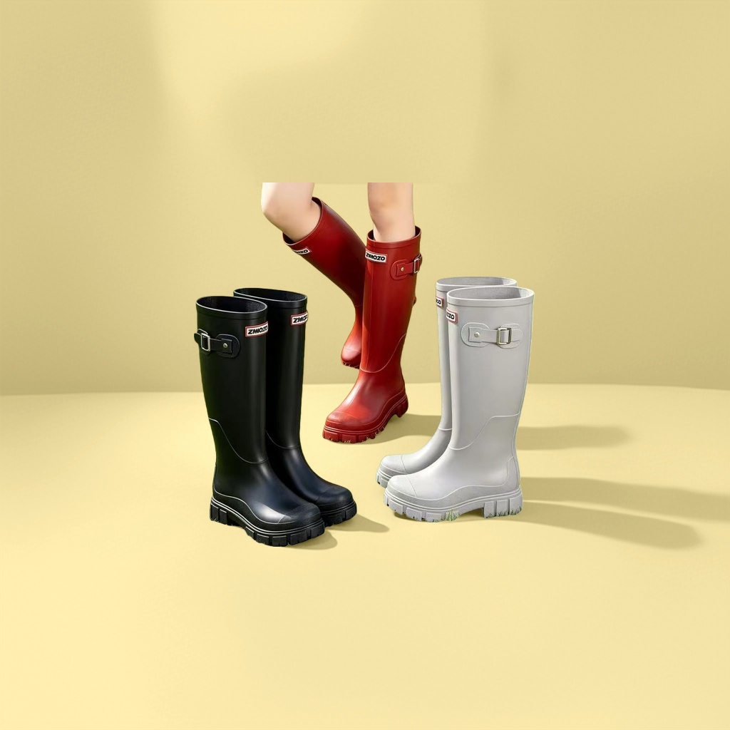 Women's anti-slip thickened high-top rain boots, spring and autumn outdoor waterproof rubber boots, size 35-40 details Picture